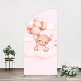 Lofaris Pink Balloon Sweet Teddy Baby Shower Half Moon Arch Backdrop